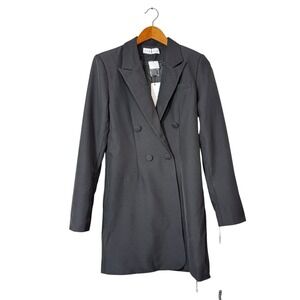 NWT Club L London Tailored Double Breasted Blazer Dress Black Womens US 4 UK 8